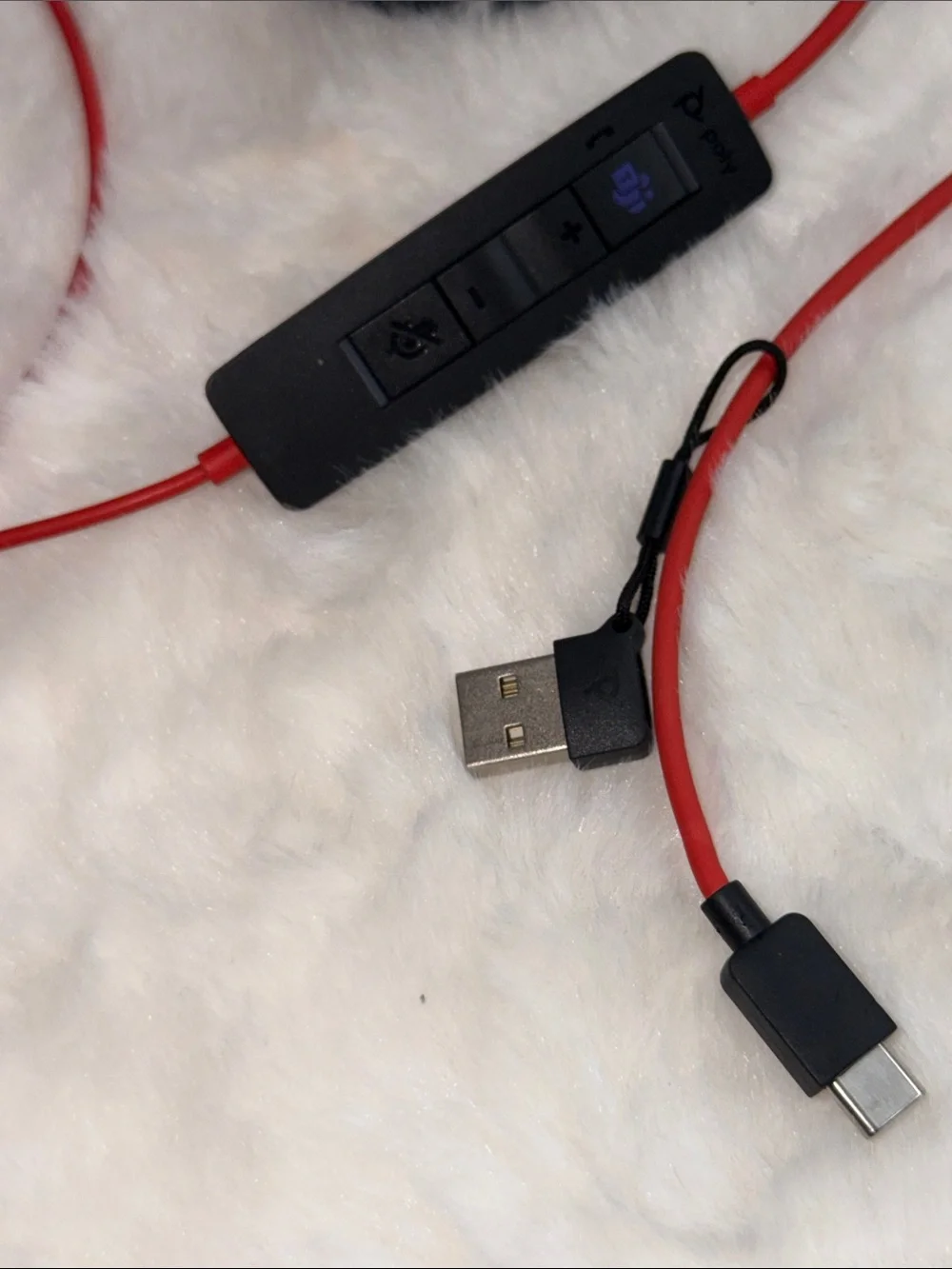 Black and Red Wired Headset with Inline Controls